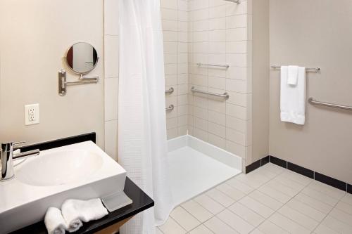 绿湾绿湾春丘套房酒店的一间带水槽和淋浴的浴室