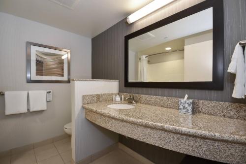 康科德康科德夏洛特万怡酒店的一间带水槽和镜子的浴室