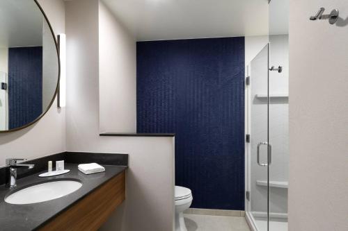 奥法伦Fairfield by Marriott Inn and Suites O Fallon IL的一间带水槽、卫生间和镜子的浴室