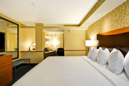 坦帕坦帕集市广场/娱乐场套房酒店的酒店客房,配有床和电视