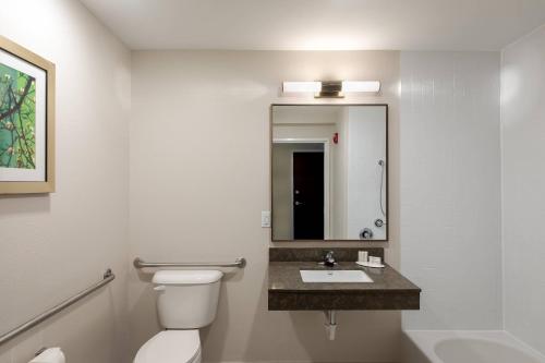 萨凡纳萨凡纳机场法尔费尔德旅馆&套房酒店的一间带卫生间、水槽和镜子的浴室