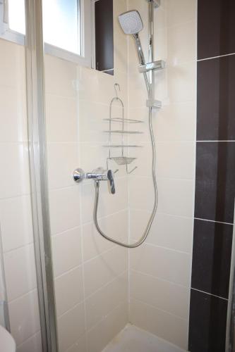 贝尔福Le Dugois centre-ville Belfort的浴室内配有淋浴和头顶淋浴