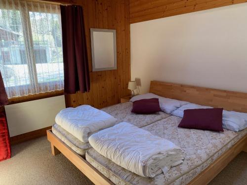 格林德尔瓦尔德Grindelwald-Sunneblick的一间卧室配有两张单人床。