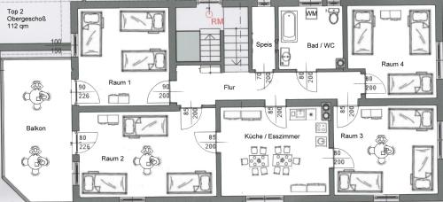 黑措根堡Haus HERZOGENBURG - Ferienwohnungen的房屋的平面图