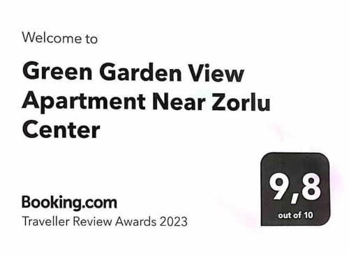 Green Garden View Apartment Near Zorlu Center的证书、奖牌、标识或其他文件