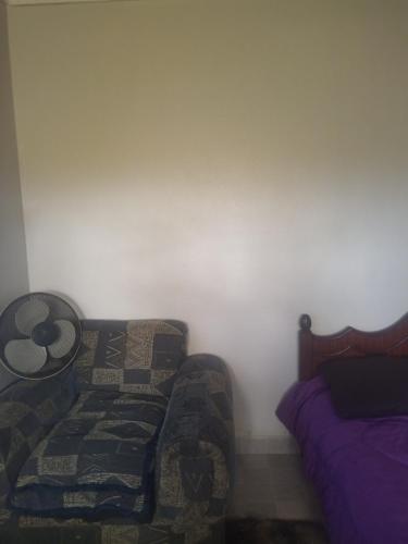 纳库鲁Airbnb的一间卧室,在床边配有沙发