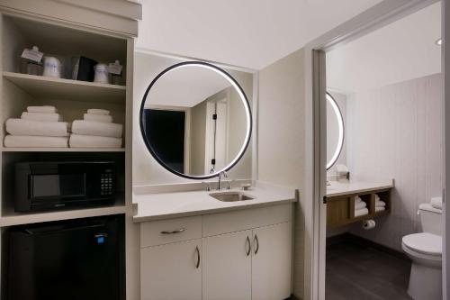 哈里斯堡贝斯特韦斯特PREMIER中央酒店及会议中心的一间带水槽和镜子的浴室
