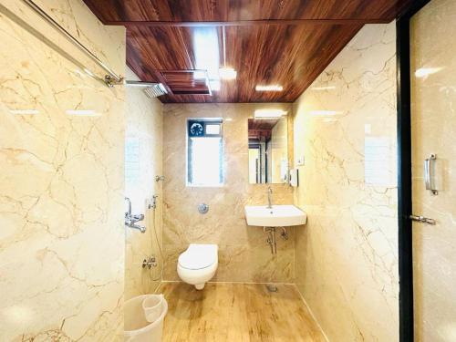 纳威孟买Hotel Vashi Inn的一间带卫生间和水槽的浴室