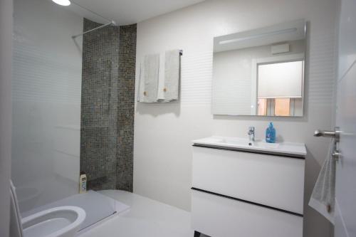 卡斯特利翁-德拉普拉纳Residencial Art Brut的白色的浴室设有水槽和卫生间。