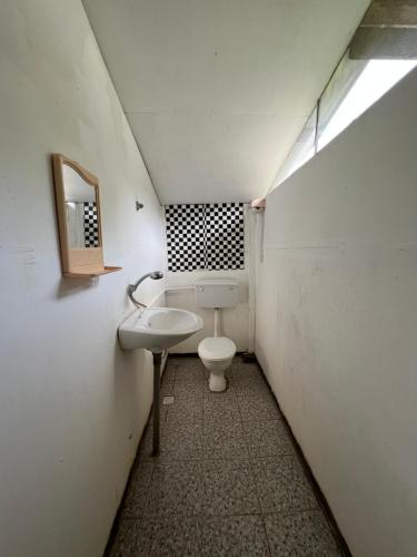 姆鲁姆鲁维乐民宿的一间带卫生间和水槽的小浴室