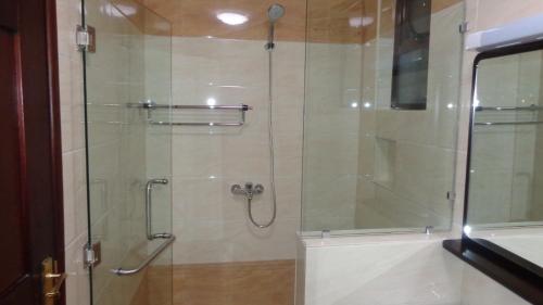 纳库鲁鹰宫酒店 的带淋浴的浴室和玻璃门