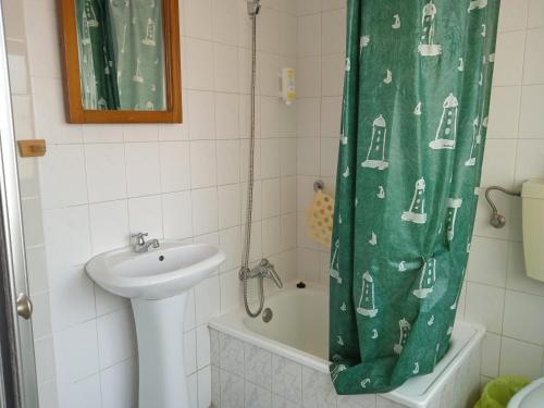 普拉亚德米拉Canadian Star的一间带水槽和淋浴帘的浴室