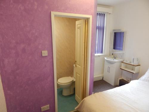 布莱克浦里安兰宾馆的一间带卫生间和水槽的小浴室