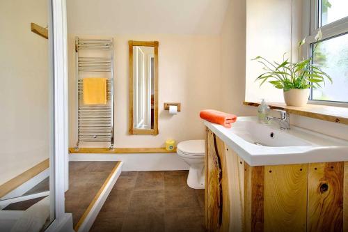 兰贝里斯Dol Peris的一间带水槽、卫生间和镜子的浴室