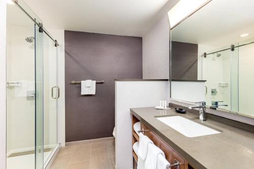 安纳海姆阿纳海姆万怡度假酒店/会议中心的一间带水槽和镜子的浴室