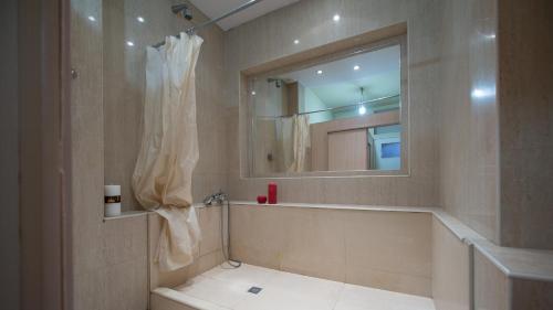 利沃夫利沃夫欧乐旅馆的带浴缸、水槽和镜子的浴室
