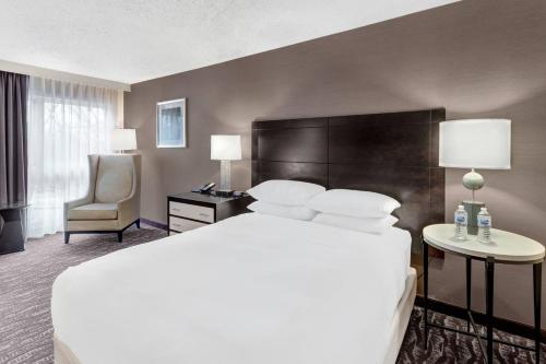 巴尔的摩Delta Hotels by Marriott Baltimore North的酒店客房带一张大床和一把椅子