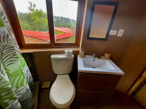 Nuevo TingoEkokuelap Lodge y turismo alternativo的一间带卫生间、水槽和窗户的浴室
