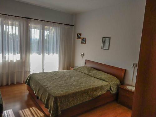伯德古拉Apartman Melis的一间卧室设有一张床和一个大窗户