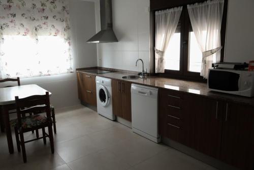 CanalesCasa Balbi的厨房配有洗衣机和烘干机