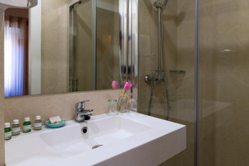 格拉纳达卡萨德拉大教堂酒店的一间带水槽和淋浴的浴室