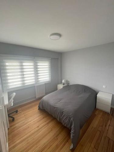 库列雷多Vibes Coruña-Paz 16的一间卧室配有一张床、一张书桌和一个窗户。