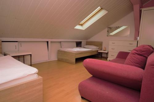 斯图加特Luxury Apartment in Stuttgart的带沙发和床的客厅以及1间房间