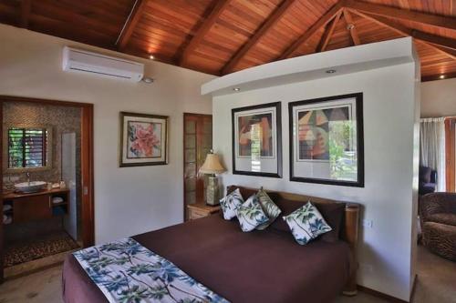 TanganggeThe Jewel of The Coral Coast的一间卧室配有带枕头的床