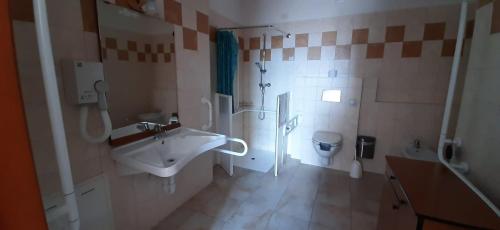 基亚文纳Ostello Al Deserto的一间带水槽和卫生间的浴室