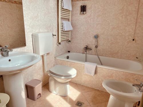 威尼斯科特罗莎酒店的浴室配有卫生间、盥洗盆和浴缸。