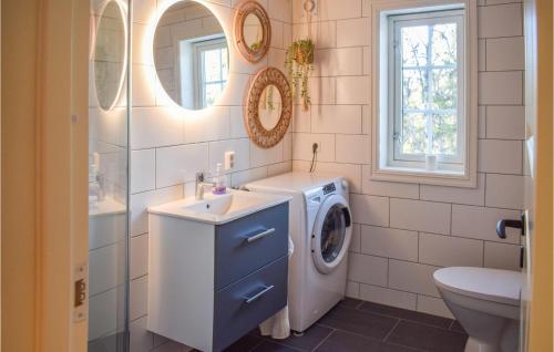 内斯比恩Beautiful Home In Nesbyen With Kitchen的一间带洗衣机和水槽的浴室