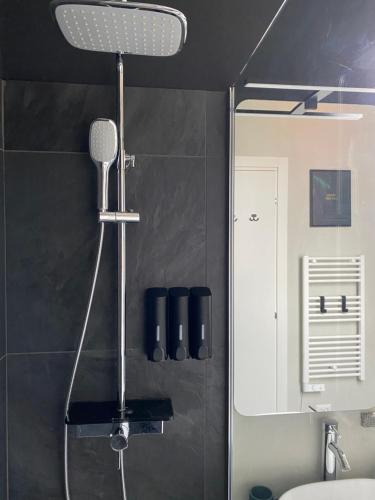 诺瓦拉Skyline的带淋浴的浴室,配有水槽和镜子