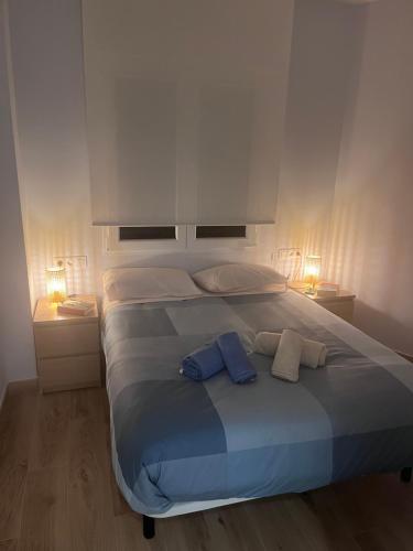 莱昂Apartamento Centro León GVSM的一间卧室配有一张大床和两个枕头