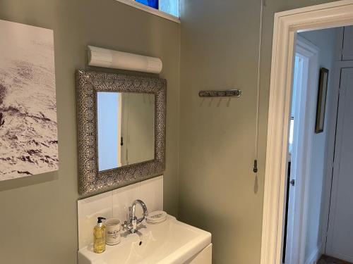 圣艾夫斯Seaforth St Ives的一间带水槽和镜子的浴室