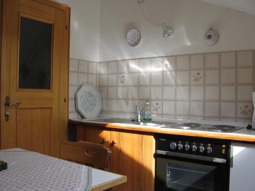 法尔先特Zugspitzhome Appartment的厨房配有炉灶和水槽