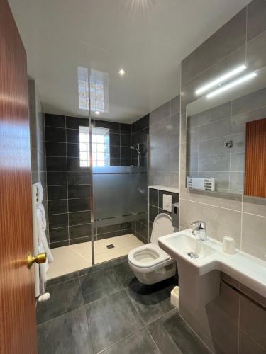 奥蒙奥布拉克普鲁尼尔奥餐厅酒店的一间带卫生间和水槽的浴室