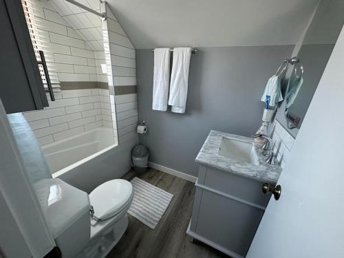 温尼伯Spotless 4 Bedrooms 4 Beds Sleep 8 in Winnipeg的一间带水槽和卫生间的小浴室