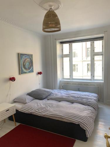 哥本哈根Nice flat and area的一间卧室设有一张床和一个窗口
