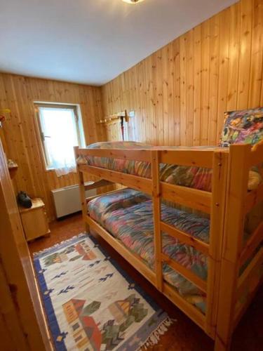 塞利托拉吉Appartamento Cerreto Laghi的一间卧室配有两张双层床。