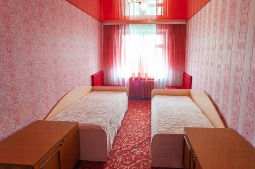 克里沃罗格Apartment Mira 35的一间医院间,设有两张床和窗户
