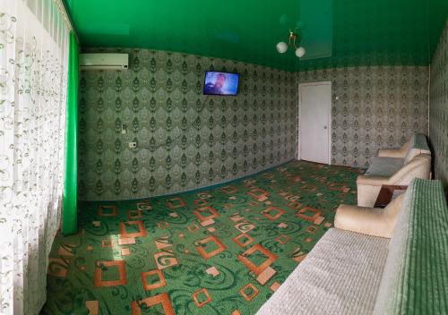 克里沃罗格Apartment Mira 35的一间配有沙发的房间和墙上的电视