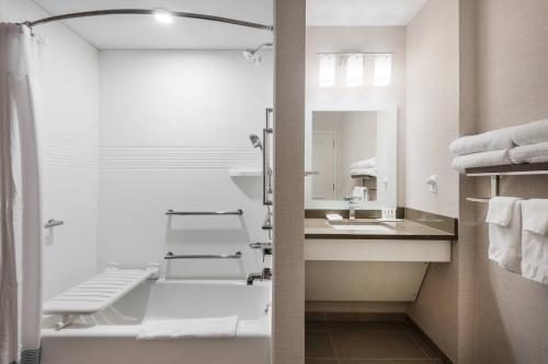 白鱼镇TownePlace Suites by Marriott Whitefish的一间带水槽和镜子的浴室