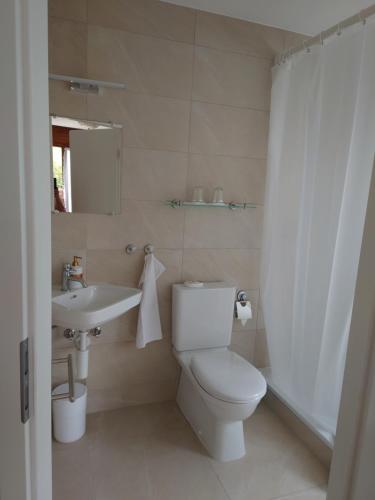 Haut-VullyMaison Champperbou的白色的浴室设有卫生间和水槽。