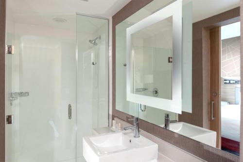 格林伍德村SpringHill Suites by Marriott Denver Tech Center的一间带水槽和镜子的浴室