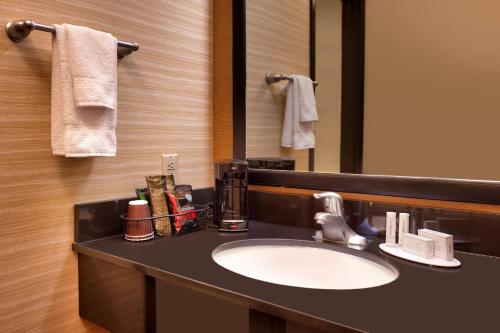 盐湖城盐湖城市中心费尔菲尔德酒店及套房的一间带水槽和镜子的浴室