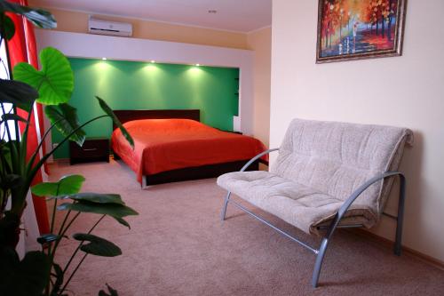 巴尔瑙尔亚历山大之家酒店的一间卧室配有一张床、一把椅子和一张床
