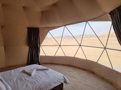 瓦迪拉姆White Desert Camp的客房设有床和大窗户。