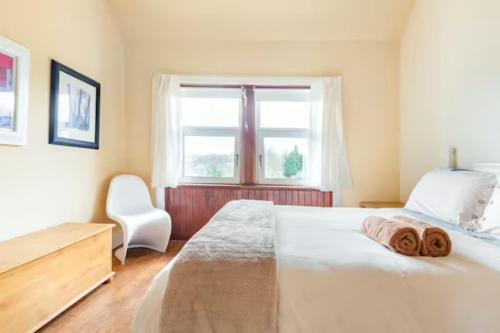 格拉斯哥Glasgow Emo的卧室设有一张白色大床和一扇窗户。
