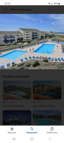 拉卡诺奥肯Agréable T2 Lacanau Ocean bord de mer. Expo sud.的一张带有游泳池照片的网站的截图