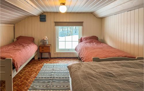 TjørhomStunning Home In Tonstad With Kitchen的一间卧室设有两张床和窗户。